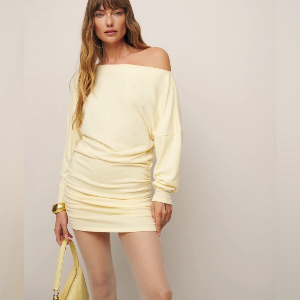 NWT Reformation Kyan knit dress butter yellow
